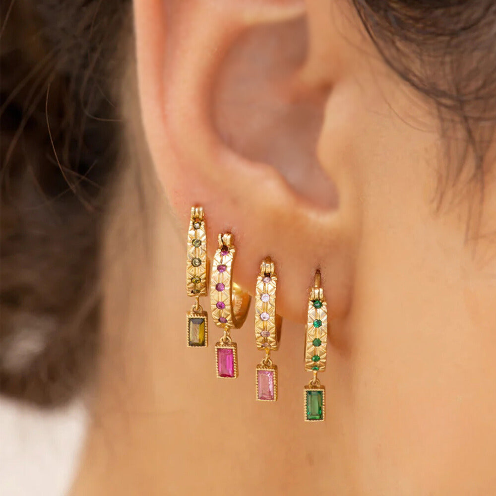 Rectangle Stone Drop Earrings