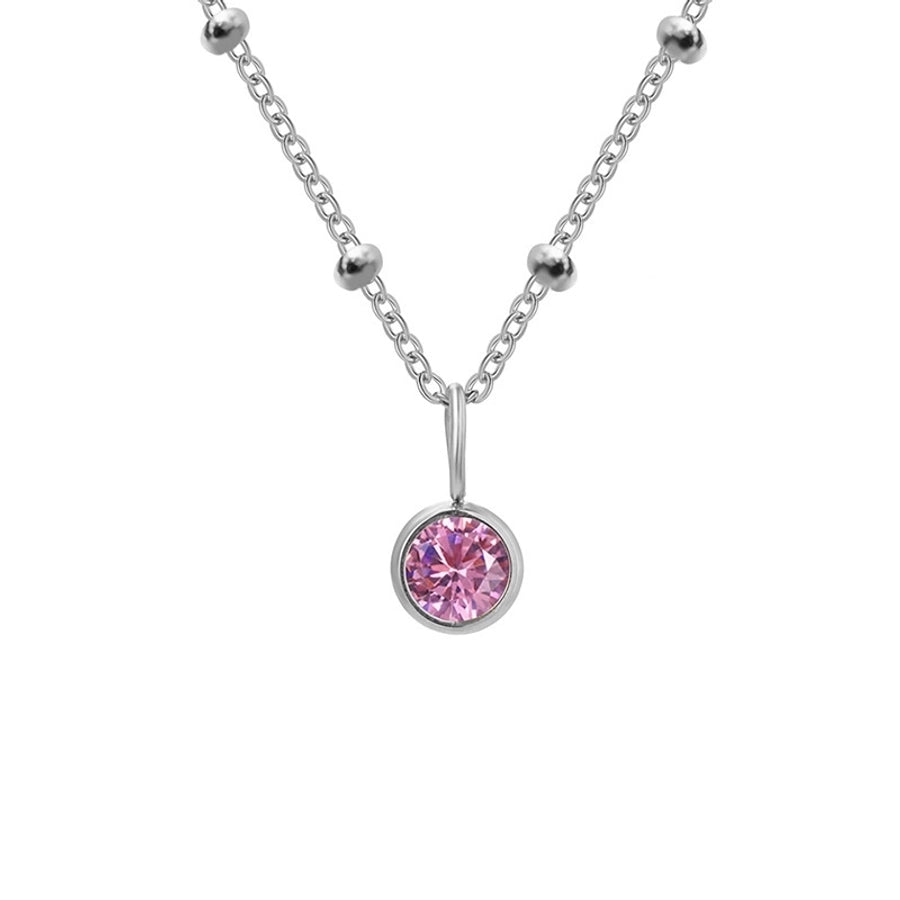 Round Birthstone Pendant Necklace