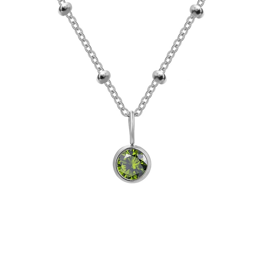 Round Birthstone Pendant Necklace