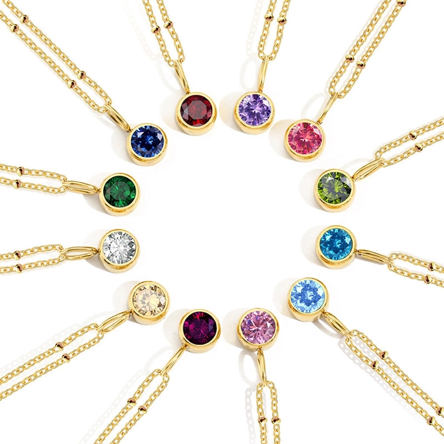 Round Birthstone Pendant Necklace