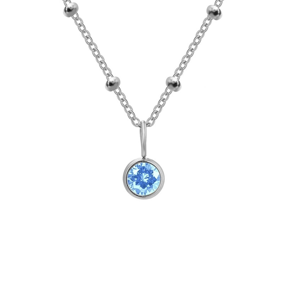 Round Birthstone Pendant Necklace