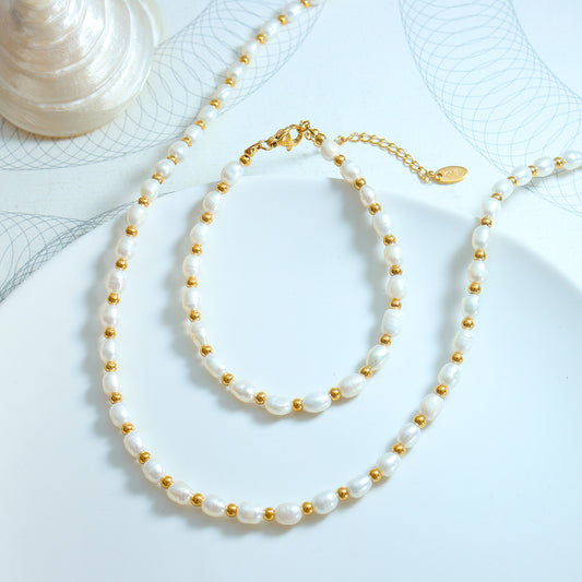 HJ Pearl Necklace & Bracelet
